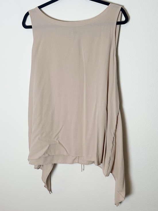Eileen Fisher Tops - Eileen Fisher Boatneck Top 100% Silk Beige Tie Waist Extra Large